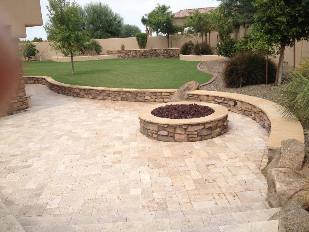 turf and pavers outdoor living area installed in Marana AZ